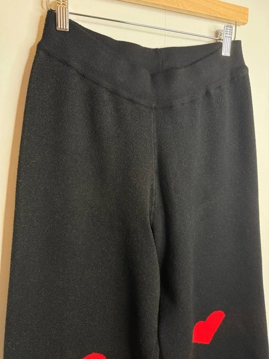 Dress in Lala Celestial Knit Pants Sun Hearts Colorful Black Wide Leg Small - Picture 3 of 10